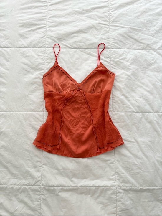 bebe Tops - Y2K Bebe orange 95% silk beaded camisole.
